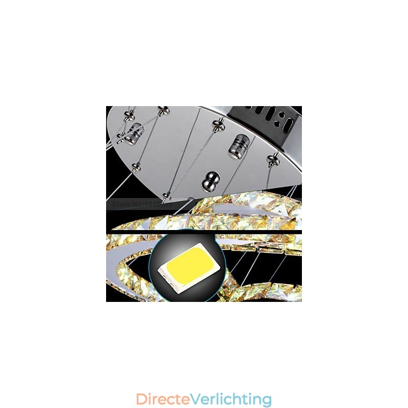 Hanglampen Plafondlamp Kroonluchter Verlichting Rond 4 Ringen Grote Ring Amber Kristal en Ander Helder Kristal