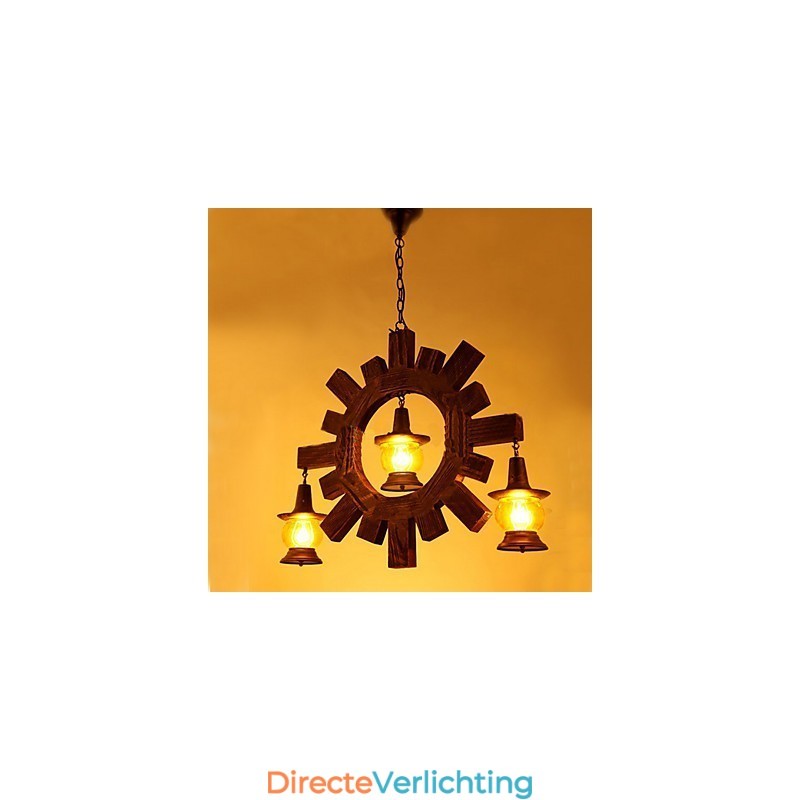 Antieke houten kroonluchter Amerikaanse landelijke woonkamer lamp lamp
