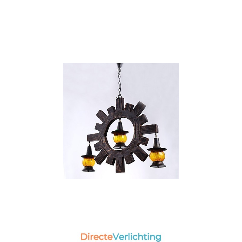 Antieke houten kroonluchter Amerikaanse landelijke woonkamer lamp lamp