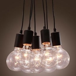 Moderne woning 7-kops Edison gloeilamp Loft glazen bol hanglamp