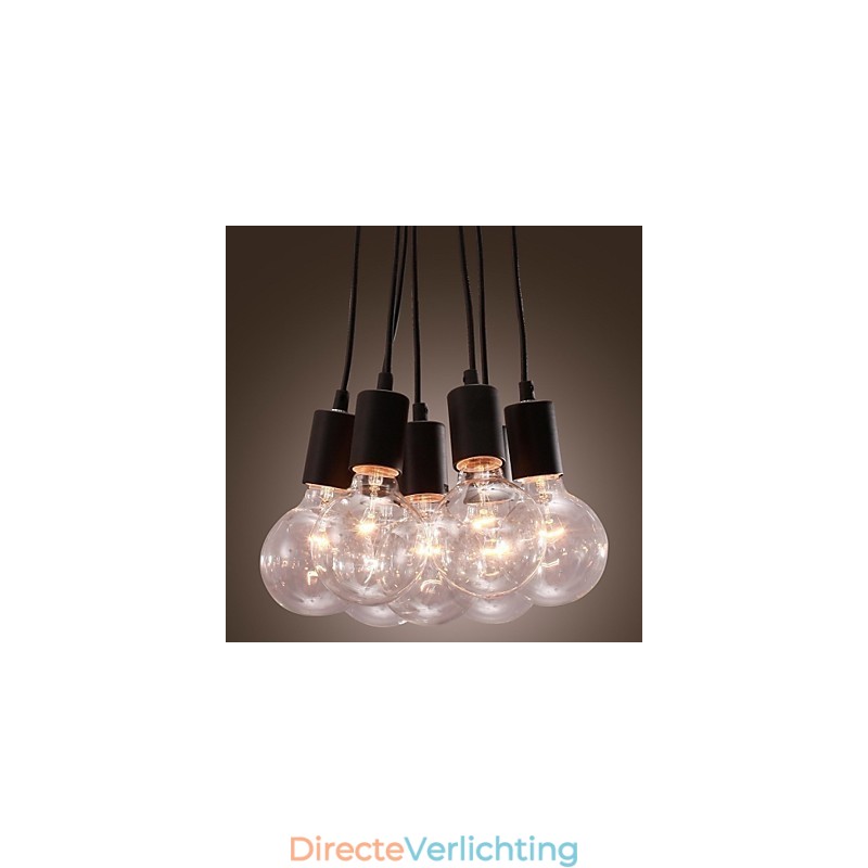 Moderne woning 7-kops Edison gloeilamp Loft glazen bol hanglamp