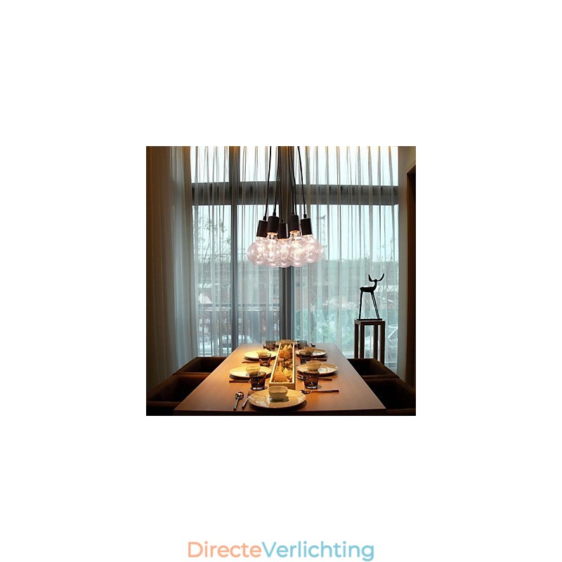 Moderne woning 7-kops Edison gloeilamp Loft glazen bol hanglamp