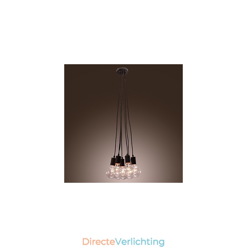 Moderne woning 7-kops Edison gloeilamp Loft glazen bol hanglamp