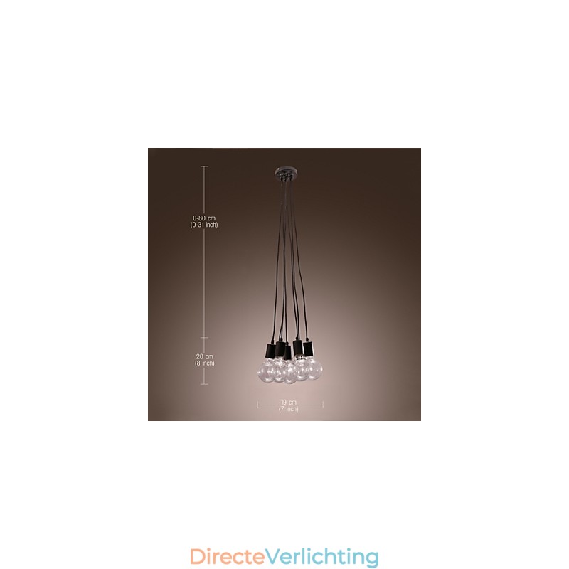Moderne woning 7-kops Edison gloeilamp Loft glazen bol hanglamp