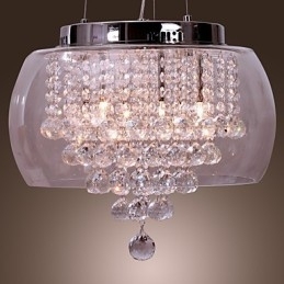 Artistieke 6-lichts kristallen hanglamp met glazen kap