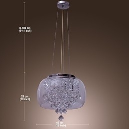 Artistieke 6-lichts kristallen hanglamp met glazen kap