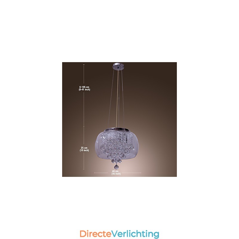 Artistieke 6-lichts kristallen hanglamp met glazen kap