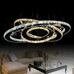 Kristallen hanglamp plafond kroonluchter verlichtingsarmaturen met warm en koel wit 3 ringen