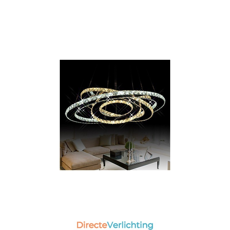 Kristallen hanglamp plafond kroonluchter verlichtingsarmaturen met warm en koel wit 3 ringen
