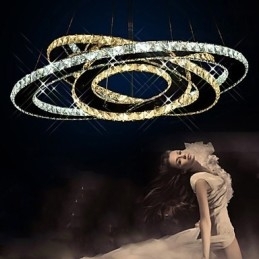 Kristallen hanglamp plafond kroonluchter verlichtingsarmaturen met warm en koel wit 3 ringen