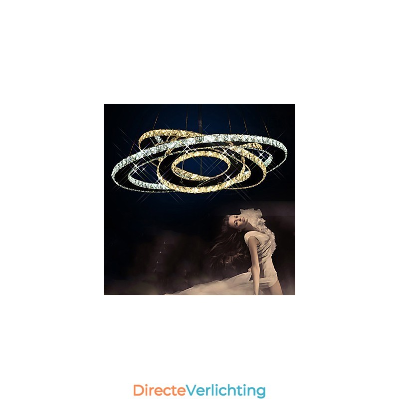 Kristallen hanglamp plafond kroonluchter verlichtingsarmaturen met warm en koel wit 3 ringen