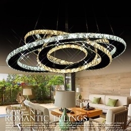 Kristallen hanglamp plafond kroonluchter verlichtingsarmaturen met warm en koel wit 3 ringen