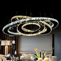 Kristallen hanglamp plafond kroonluchter verlichtingsarmaturen met warm en koel wit 3 ringen