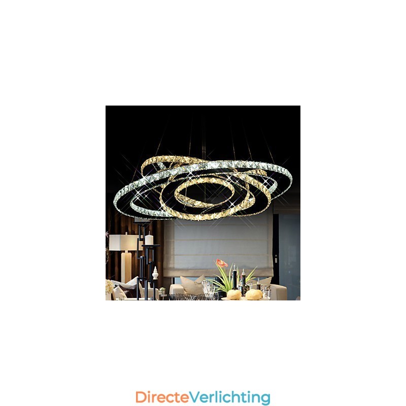 Kristallen hanglamp plafond kroonluchter verlichtingsarmaturen met warm en koel wit 3 ringen