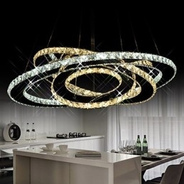 Kristallen hanglamp plafond kroonluchter verlichtingsarmaturen met warm en koel wit 3 ringen