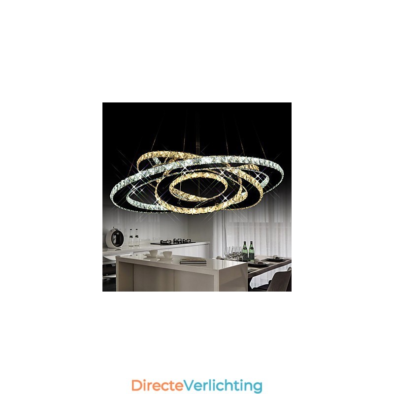 Kristallen hanglamp plafond kroonluchter verlichtingsarmaturen met warm en koel wit 3 ringen
