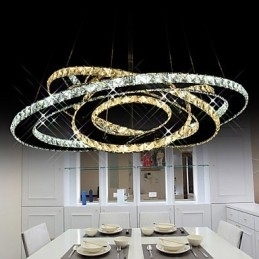 Kristallen hanglamp plafond kroonluchter verlichtingsarmaturen met warm en koel wit 3 ringen