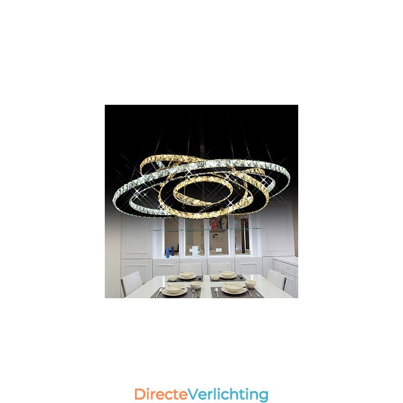 Kristallen hanglamp plafond kroonluchter verlichtingsarmaturen met warm en koel wit 3 ringen