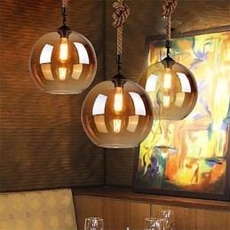Loft Amerikaanse Rope Retro Verlichtingslampen Glazen Hanglamp