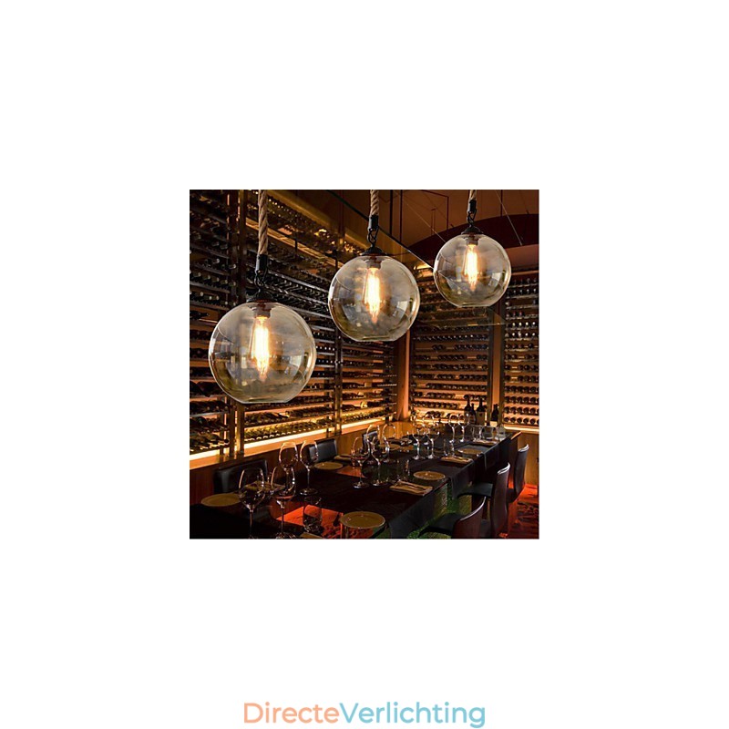 Loft Amerikaanse Rope Retro Verlichtingslampen Glazen Hanglamp