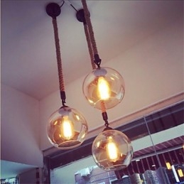 Loft Amerikaanse Rope Retro Verlichtingslampen Glazen Hanglamp
