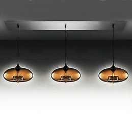 3-lichts moderne glazen hanglamp in bruin bubbeldesign