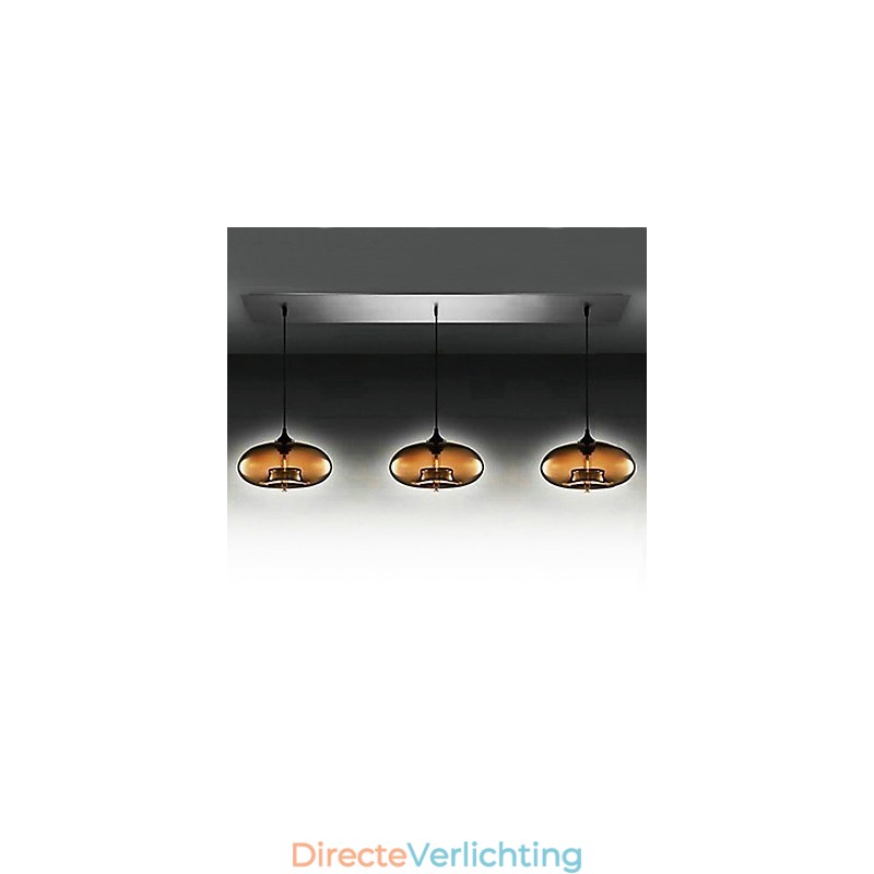 3-lichts moderne glazen hanglamp in bruin bubbeldesign
