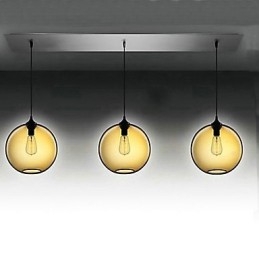 3-lichts moderne glazen hanglamp in transparant bruin bubbeldesign