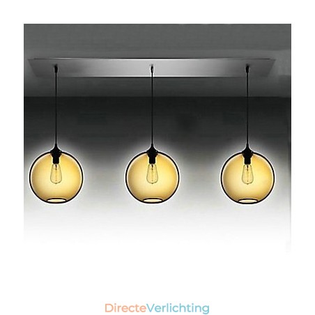 3-lichts moderne glazen hanglamp in transparant bruin bubbeldesign 3-lichts moderne glazen hanglamp in transparant bruin bubbeldesign