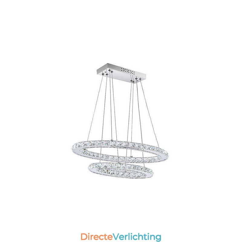 Moderne kristallen hanglamp met ovale dubbele ring voor