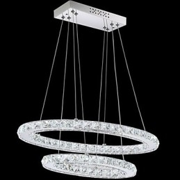 Moderne kristallen hanglamp met ovale dubbele ring voor