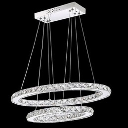 Moderne kristallen hanglamp met ovale dubbele ring voor