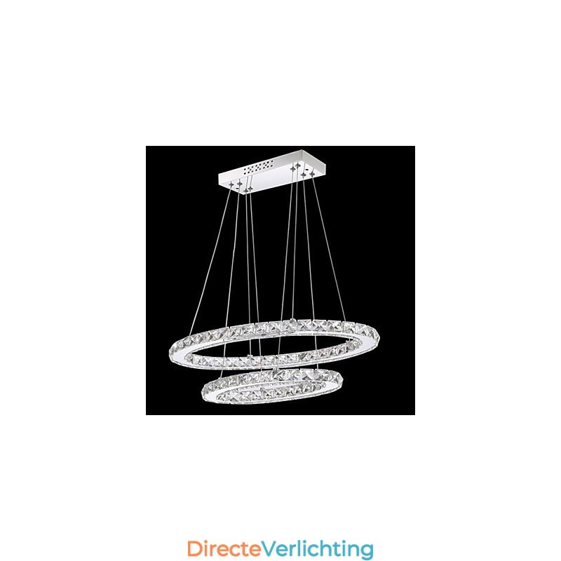 Moderne kristallen hanglamp met ovale dubbele ring voor