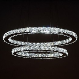 Moderne kristallen hanglamp met ovale dubbele ring voor