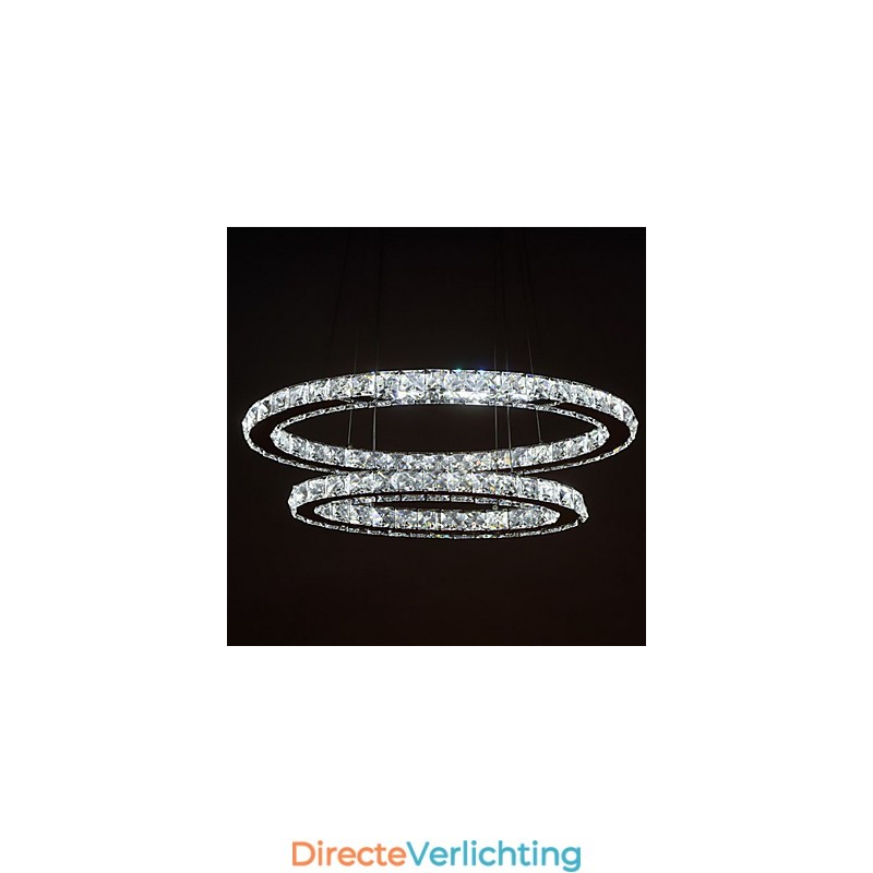 Moderne kristallen hanglamp met ovale dubbele ring voor