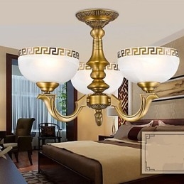 Volledig koperen lamp Marmeren eetkamer Originele moderne koperen kroonluchter