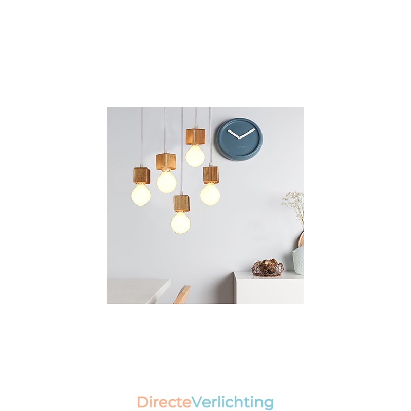 Nordic massief houten vierkante lampenhouder zittende hanglamp lamp licht