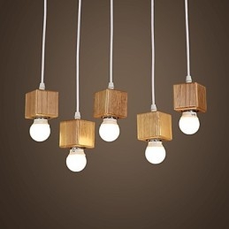 Nordic massief houten vierkante lampenhouder zittende hanglamp lamp licht