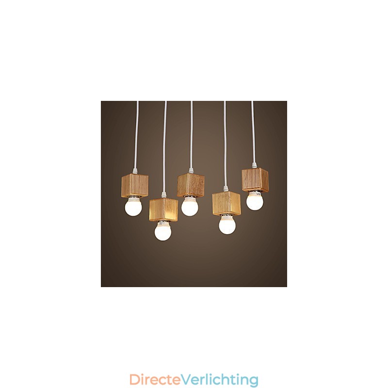 Nordic massief houten vierkante lampenhouder zittende hanglamp lamp licht