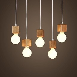Nordic massief houten vierkante lampenhouder zittende hanglamp lamp licht