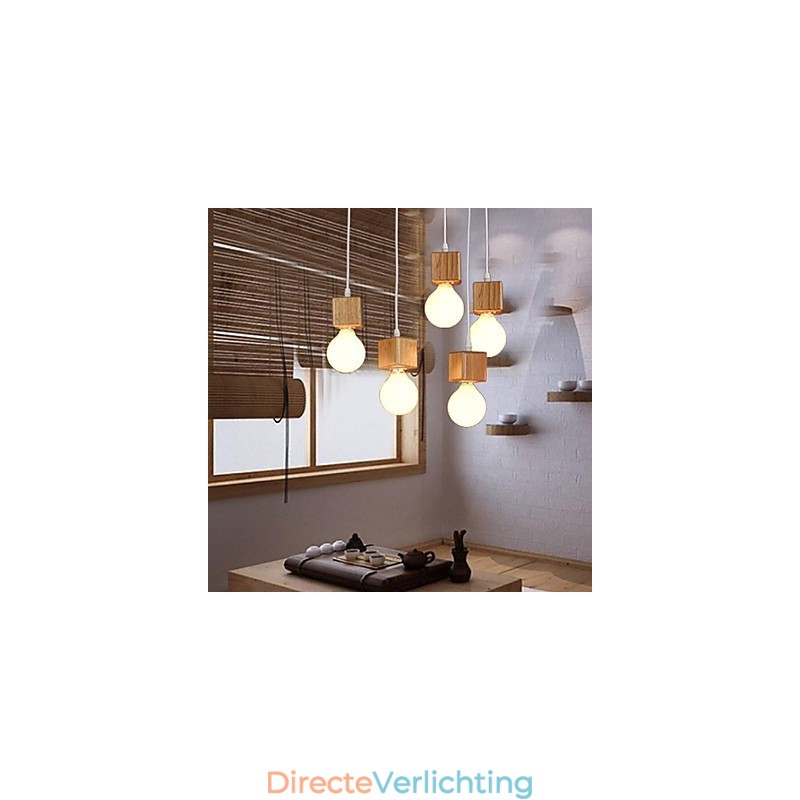 Nordic massief houten vierkante lampenhouder zittende hanglamp lamp licht