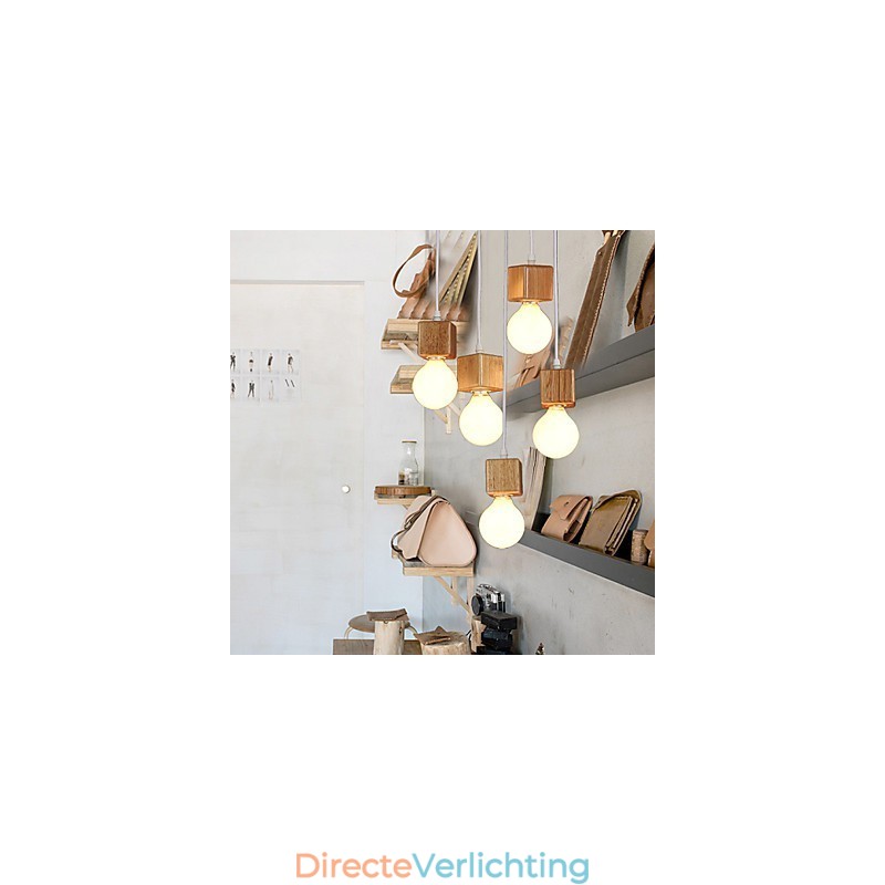 Nordic massief houten vierkante lampenhouder zittende hanglamp lamp licht