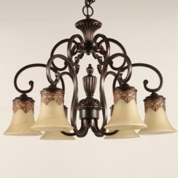 Kroonluchter Hanglamp 6 Lampen Vintage Landelijk Eiland Metaal+Glas