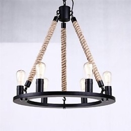Hanglamp 6 lampen landelijke stijl smeedijzer