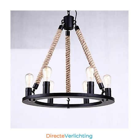 Hanglamp 6 lampen landelijke stijl smeedijzer Hanglamp 6 lampen landelijke stijl smeedijzer
