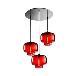Moderne glazen hanglamp met 3 lampen in transparant flesontwerp