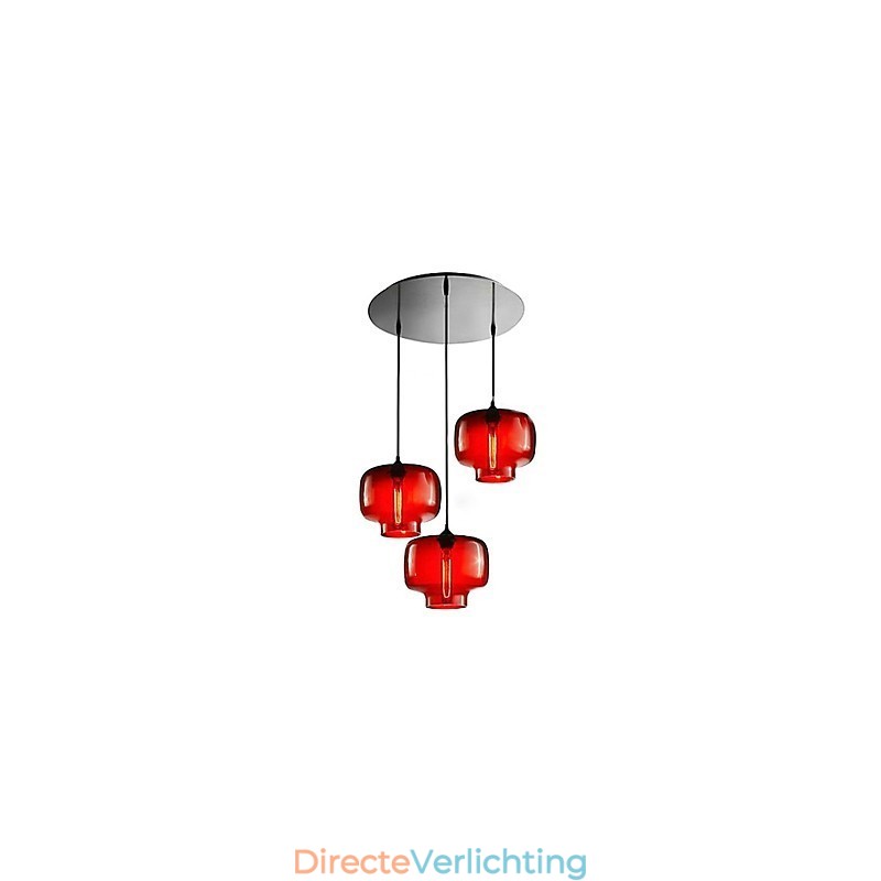 Moderne glazen hanglamp met 3 lampen in transparant flesontwerp