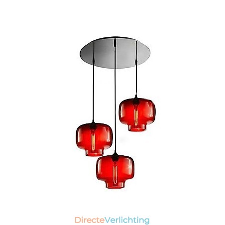 Moderne glazen hanglamp met 3 lampen in transparant flesontwerp Moderne glazen hanglamp met 3 lampen in transparant flesontwerp