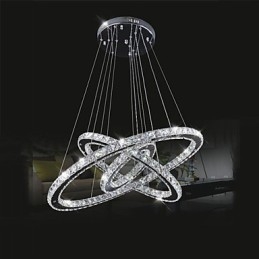 Dimbare ronde hanglamp met K9-kristal, warm en koel wit, met afstandsbediening