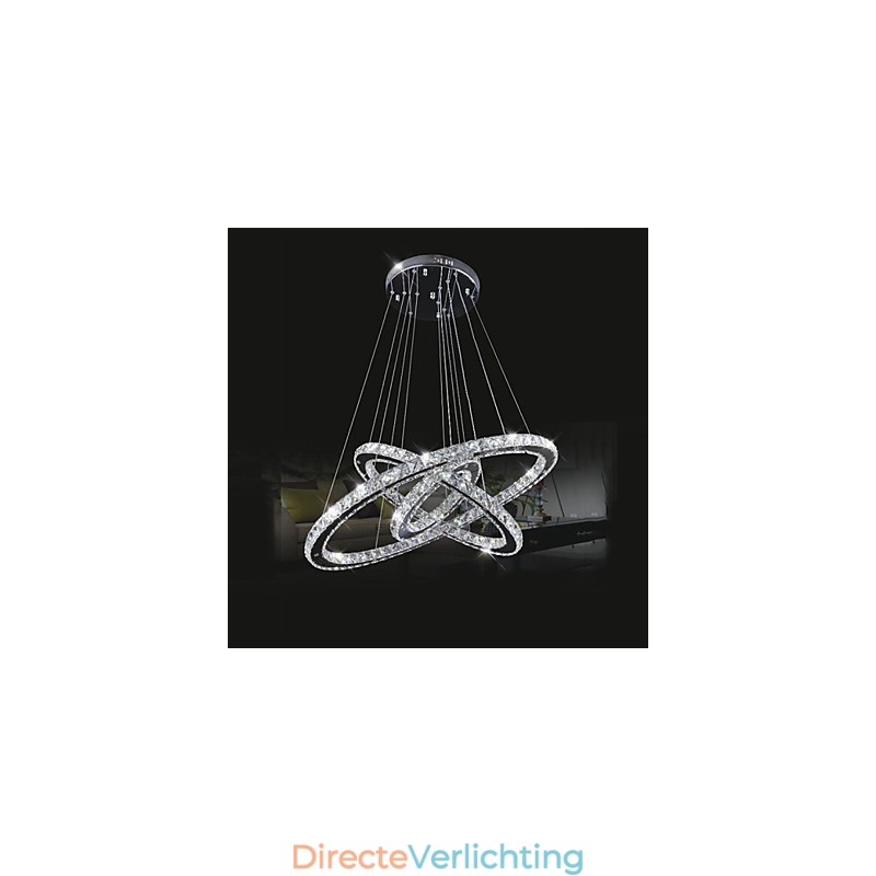 Dimbare ronde hanglamp met K9-kristal, warm en koel wit, met afstandsbediening